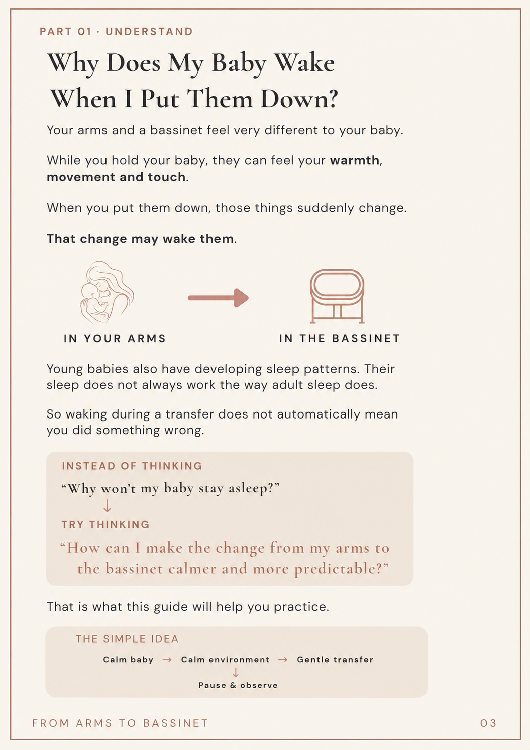 An internal page from the From Arms to Bassinet digital guide
